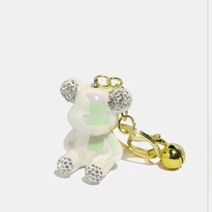 Iridescent Twinkle Teddy Bear Keychain Rhinestone Accents - Bag Charms NWT